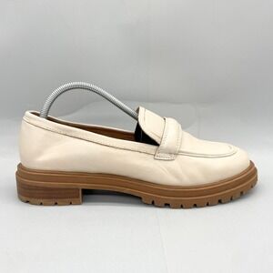 Madewell Womens 11 The Bradley Lugsole Loafer Shoes Beige Leather Chunky Slip On